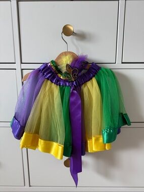 Kids Mardi Gras Tutu Skirt in Purple, Green & Gold + headband